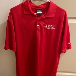 Nike Golf Red Polo Angry Orchard branding